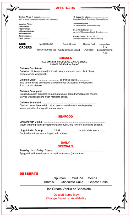 Entrée Menu