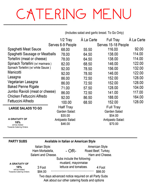 Catering Menu