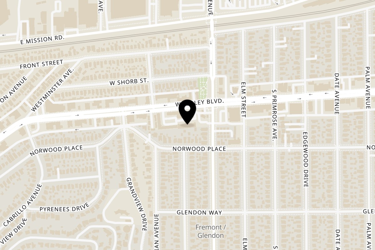 Map showing the location of Vittoria Pizza on 2622 W Valley Blvd in Alhambra